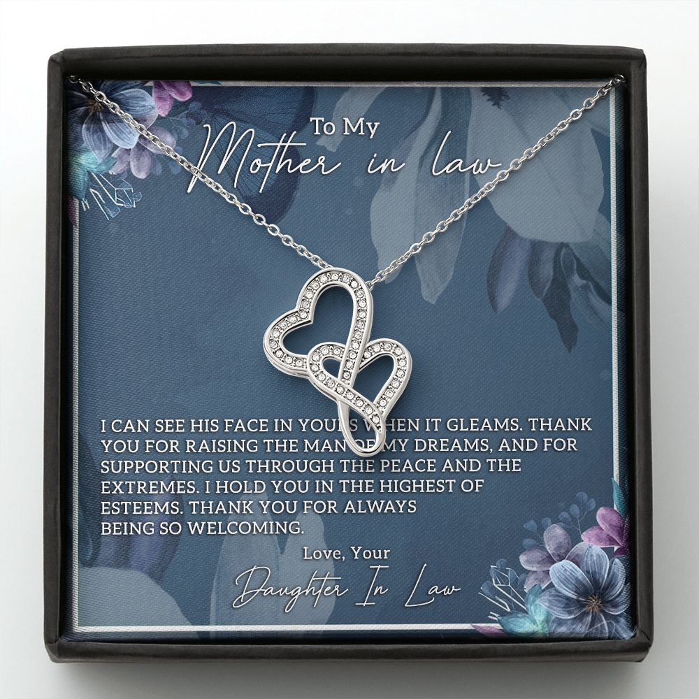 To My Mother In Law Double Heart Necklace Message Card Infinitee