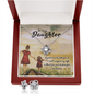 To My Daughter Love Knot Necklace & Earrings Set Message Card