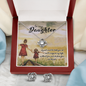 To My Daughter Love Knot Necklace & Earrings Set Message Card