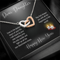 To the Best Daughter Interlocking Hearts Necklace Message Card