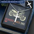 Daddy Motor Works Cross Necklace Message Card