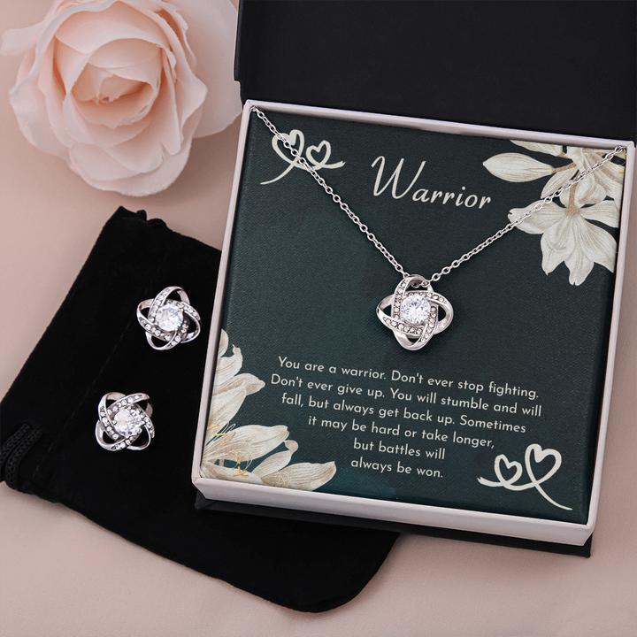 Love knot earrings on sale and necklace set