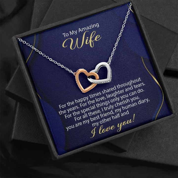 Wife Necklace Gift From Husband Interlocking Hearts Pendant